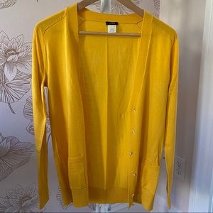 J.Crew yellow wool cardigan with crystal buttons